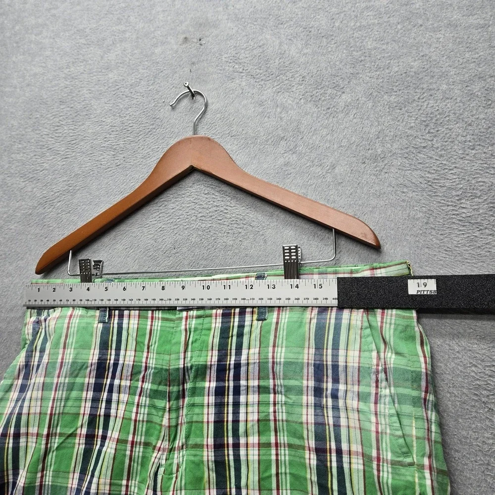 Polo By Ralph Lauren Men Shorts 36 Green Plaid Chino Button 12